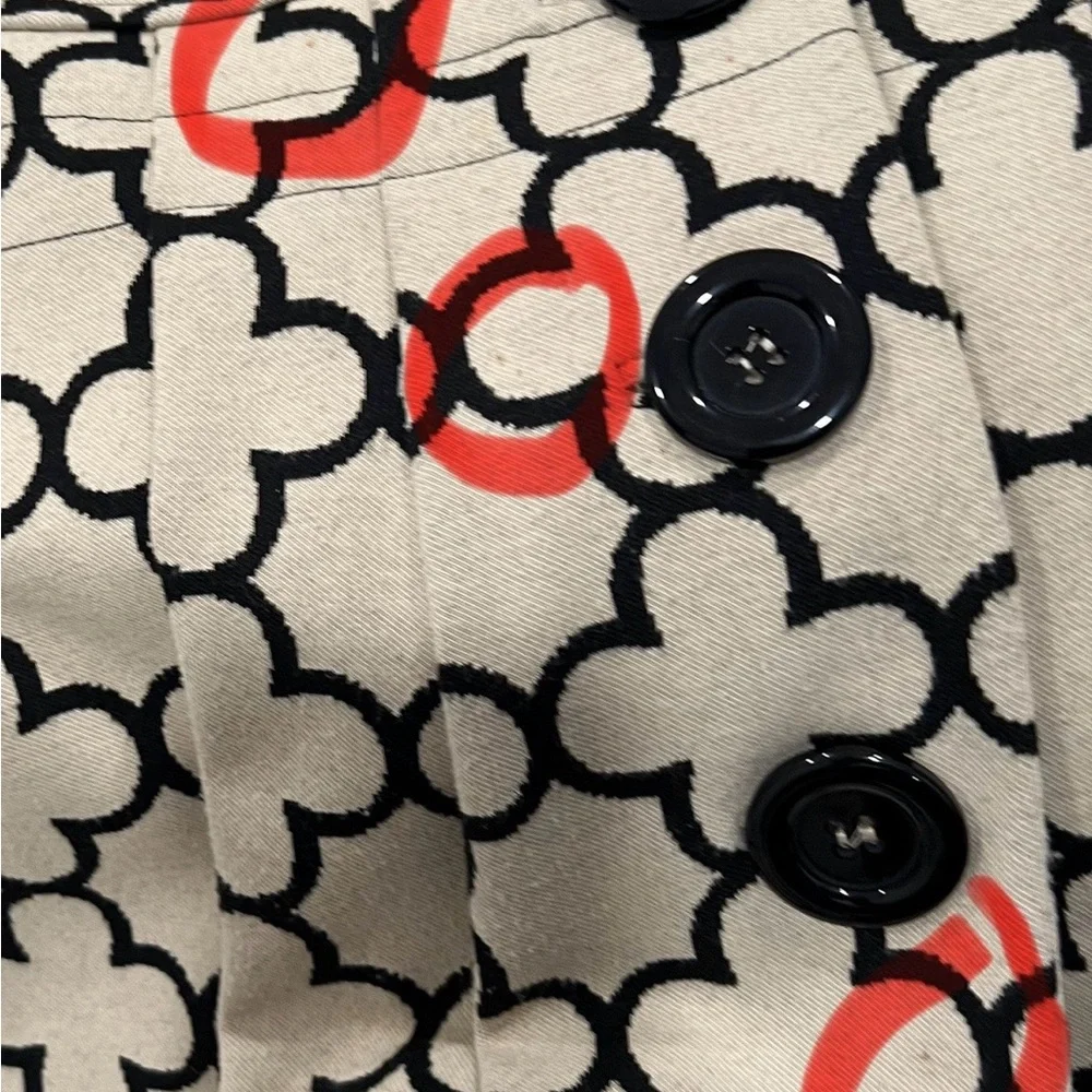 VTGChelsea&Theodore Sz8 Ivory/Blk Floral Print Cropped 3/4 Sleeve Jacket FLAWED